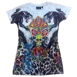 Autre Marque Camiseta gráfica Christian Audigier Y2K Panteras y Calavera - XS