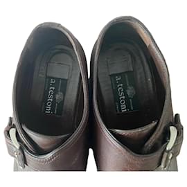 Scarpe monk strap in pelle marrone A. Testoni