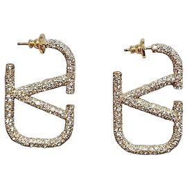 Valentino Garavani Orecchini VLogo dorati con strass