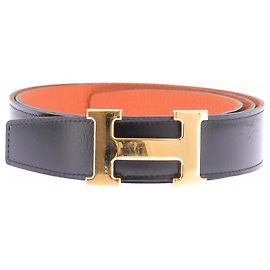 Hermès Schwarzer Ledergürtel