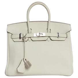 Hermès Borsa Birkin 25 in Togo bianca con hardware in palladio