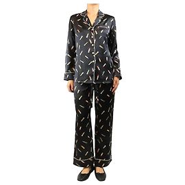Autre Marque Pijama de seda com estampa de batom preto - tamanho S