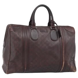 GUCCI Guccissima GG Canvas Boston Bag Leather Bordeaux Silver 146204