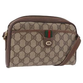 GUCCI GG Supreme Web Sherry Line Bag PVC Beige Gold 116 02 089