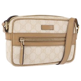 GUCCI GG Supreme Shoulder Bag PVC White Gold 201447