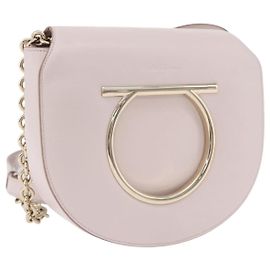 Salvatore Ferragamo Gancini Schultertasche mit Kette aus Leder Rosa Gold