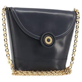 Tiffany & Co TIFFANY&Co. Chain Shoulder Bag Leather Navy Gold