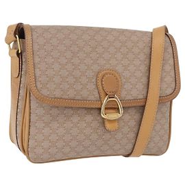 Céline CELINE Macadam Canvas Shoulder Bag Beige Gold
