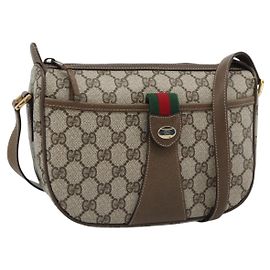 GUCCI GG Supreme Shoulder Bag PVC Leather Beige Gold Tone 89 02 032
