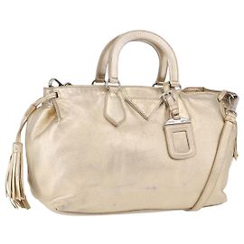 PRADA Handtasche Leder 2way Silver Gold