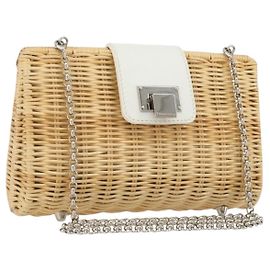 Tiffany & Co TIFFANY&Co. Chain Shoulder Bag Rattan Beige Silver