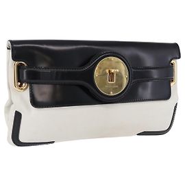 BALENCIAGA Bolso Clutch de piel blanco tono dorado 411542