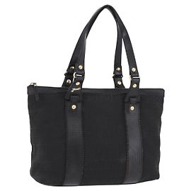 FENDI Zucchino Canvas Tote Bag Schwarz Gold
