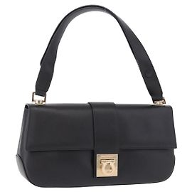 Salvatore Ferragamo Sac à main Gancini Cuir Noir Or