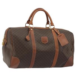 Céline CELINE Macadam Canvas Boston Bag PVC Leather Brown Gold