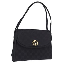 GUCCI GG Sac à main Nylon Noir Or