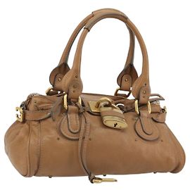 Chloé Chloe Paddington Hand Bag Leather Brown Gold Silver