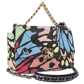 CHANEL Matelasse Chain Shoulder Bag Canvas 2way Multicolor Gold CC