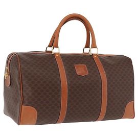 Céline CELINE Macadam Canvas Boston Bag PVC Leather Brown Gold
