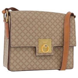Céline CELINE Macadam Canvas Shoulder Bag PVC Beige Gold