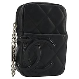 CHANEL Matelasse Cambon Line Pouch Lamb Skin Black CC