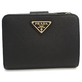 Prada Bi-Fold Portemonnaie aus schwarzem Leder
