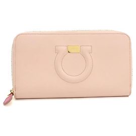 Cartera larga de piel rosa Salvatore Ferragamo