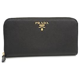 Prada langes Portemonnaie aus schwarzem Leder