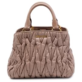 Borsa Satchel Miu Miu in Nappa Matelassé marrone