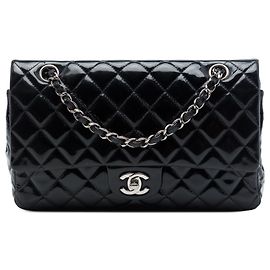 Chanel Black Medium Classic Patent Double Flap