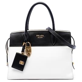 Borsa Prada Esplanade bicolore in Saffiano e City Calf bianco