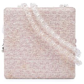Borsa a tracolla Chanel Pink Square Tweed PVC con catena fantasy