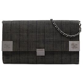 Chanel Gray CC Chocolate Bar Denim Flap