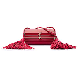 Borsa Box Monogram Opium Saint Laurent rossa in acrilico costolizzato e frange in lambskin