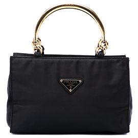 Prada Handtasche aus schwarzem Tessuto mit Metallgriff