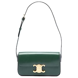 Céline Borsa a tracolla Celine Claude in pelle di vitello lucida verde con Triomphe