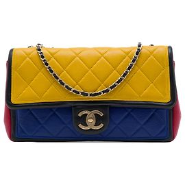 Chanel Yellow Medium Multicolor Lambskin Graphic Flap