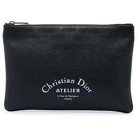 Pochette Atelier Dior en veau grainé noir