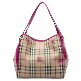 Burberry Canterbury Tote Small Haymarket Check aus beschichtetem Canvas in Beige