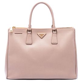 Borsa Prada Brown Large Saffiano Lux Galleria Double Zip Satchel