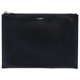 Clutch con cremallera Saint Laurent Black Grain De Poudre