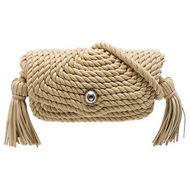Borsa a tracolla Bottega Veneta Torchon in lambskin intrecciato beige con nappe