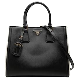 Bolso Prada Galleria Bicolor Saffiano Lux Medium Negro