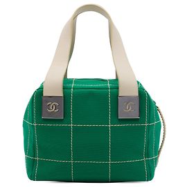 Borsa Chanel Green CC Chocolate Bar Canvas Wild Stitch