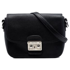 Miu Miu Madras Crossbody in pelle di capra nera