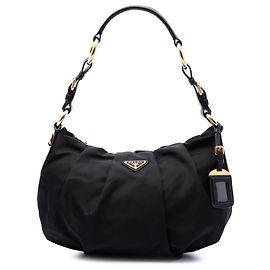 Borsa Hobo Prada in Tessuto plissettato nero