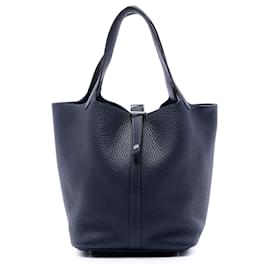 Hermès Blue Clemence Picotin Lock 22