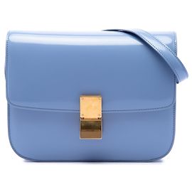 Céline Celine Blue Medium Shiny Calfskin Classic Box