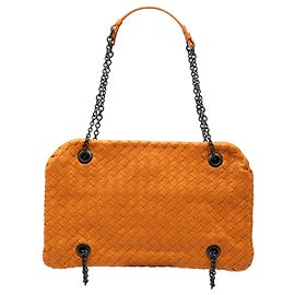 Bottega Veneta Orange Nappa Intrecciato Duo Schultertasche