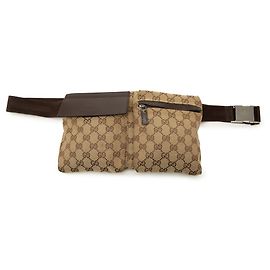 Borsetta cintura Gucci in tela GG beige con doppia tasca